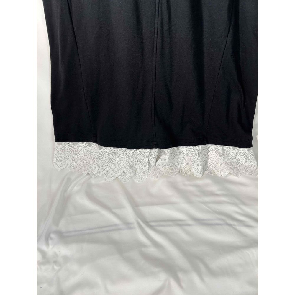 Daily Ritual Womens Black Short Sleeve Round Neck Lace Hem Dress Size 1X 41L 21B - Picture 3 of 7